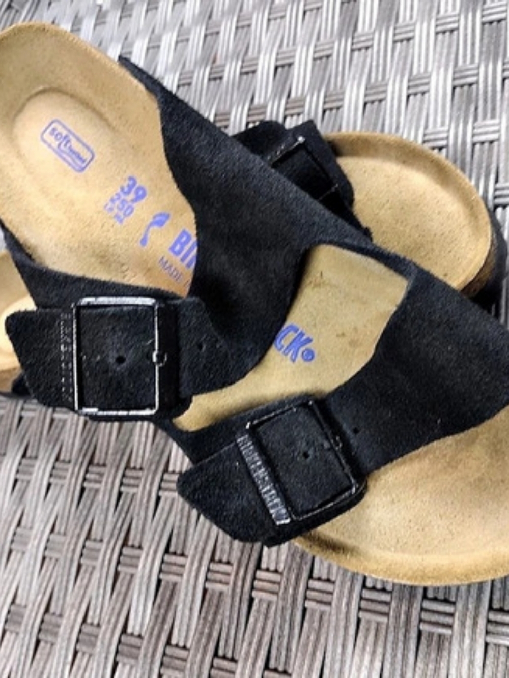 Birkenstock Arizona Soft Footbed Suede Black Sandals EU 38